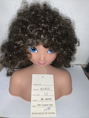 NEW Dollspart Doll Wig Curly Size 12 Dark Brown Synthetic Ringlets 01022