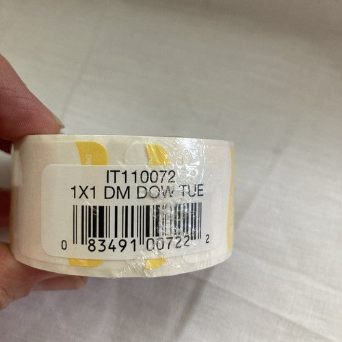 NEW DayMark Day of The Week 1"x 1" Dissolvable Label TUESDAY Roll Of 500 Sticker