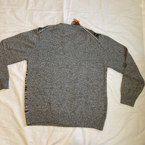 Weatherproof Vintage Men's Crew Neck Fair Isle Newsprint XXL Grey Gray Sweater