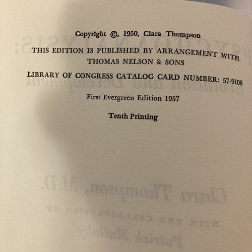 BOOK: Psychoanalysis: Evolution & development Vintage 1950 Thompson & Mullahy