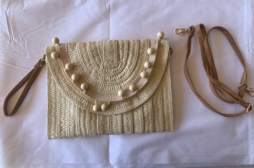 Straw Clutch Handbag Summer Beach Straw Purse Women Woven Envelope Bag Beige