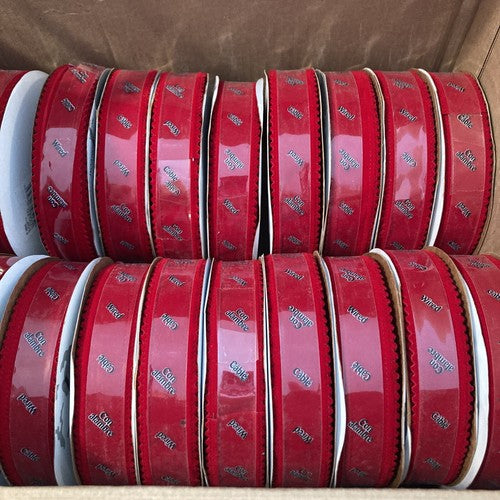 NEW Lion Ribbon Velvet RED 1-3/8â x 20 yards Scalloped Edge Christmas Holiday