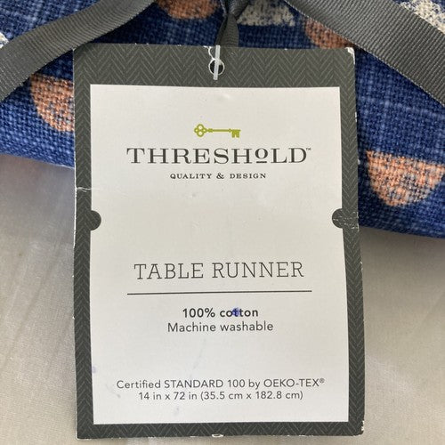 New 14â X 72â Threshold Table Runner 100% Cotton Blue White Pink Target Oeko-Tex