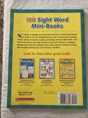 2 BOOK LOT: Kindergarten Math + 100 Sight Word Mini-Books Essential Sight Words