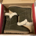 Style & Co. Womens tiny fur bootie Suede Closed Toe Mid-Calf, Olive, Size 5.0