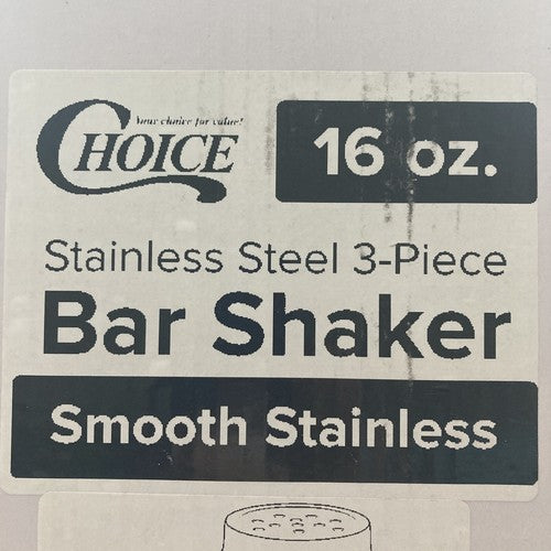 QTY - 12 Choice 16 oz. Stainless Steel 3-Piece Cobbler Cocktail Shaker Martini