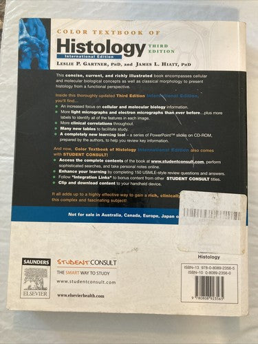 BOOK: COLOR TEXTBOOK OF HISTOLOGY 3rd International Edition Gartner & Hiatt