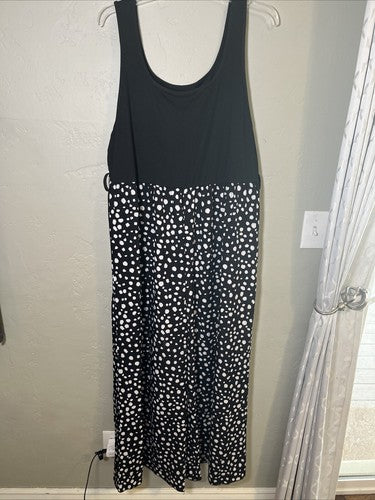 SHEIN Curve Women's 3X Wide Leg Jumpsuit Black/White Polka Dot Print Plus Size