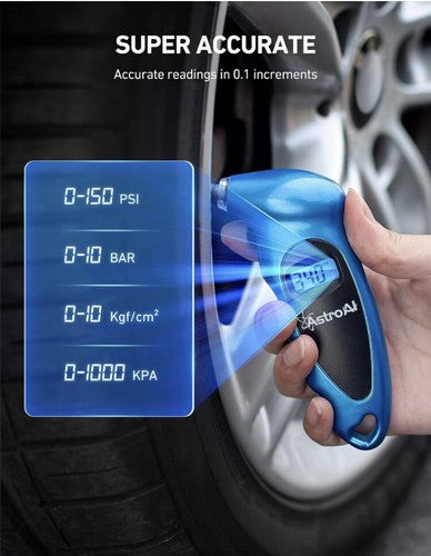 AstroAI Digital Tire Pressure Gauge 150 PSI 4 Settings for Car Truck Bicycle LCD