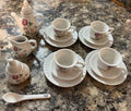 VTG Miniature Tea Set Porcelain Floral Design Cups Plates Cream Sugar Pot Spoon