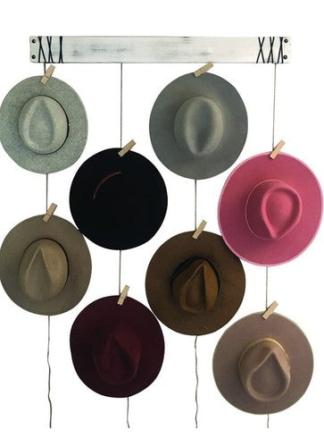 NEW 36â X 3 1/2â Hanging Wood & Hessian Rope Hat Rack Card Photo Display Clips