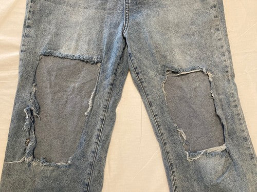 Extra Wide Leg Jeans Women Size 15/32  Song Street Jean Hole Knees Ripped Baggy