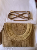 Straw Clutch Handbag Summer Beach Straw Purse Women Woven Envelope Bag Khaki