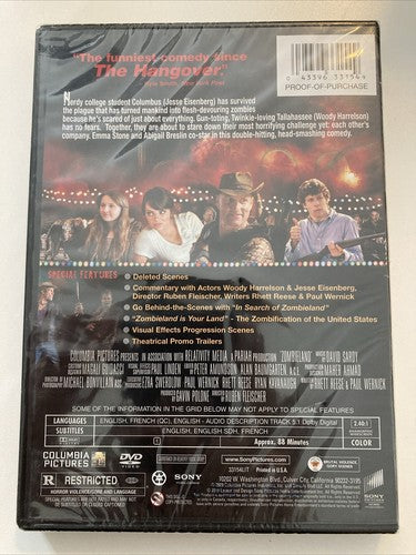 NEW Zombieland (2009) DVD Woody Harrelson Emma Stone Jesse Eisenberg Breslin