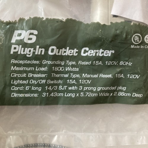 NEW Wiremold Plug-In Outlet Center Unit 6 Outlet Extension Cord Outlet 3 prong