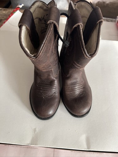 Old West Size 4 3151 040 Pull On Leather Cowboy Boots Toddler Western Tan Unisex