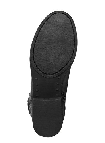 Style & Co Madixe Women's 7.5 M Black Leather Wide Calf Elastic Riding Boots 1/2
