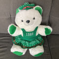 Vintage Kmart Holiday Christmas Plush White Teddy Bear 1989 16" Green Dress &Hat