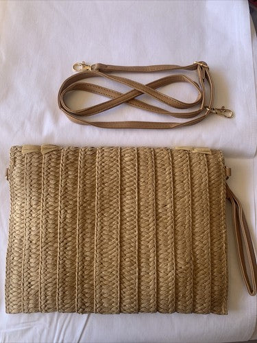 Straw Clutch Handbag Summer Beach Straw Purse Women Woven Envelope Bag Khaki