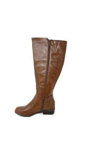 NIB Alfani Kallummp Womenâs Sz 6 M Cognac Brown Knee High Riding Boots Wide Calf