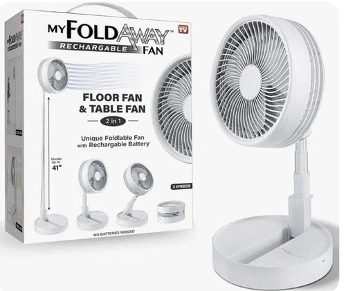 NEW FOLDAWAY FAN DELUXE Rechargeable Ultra Lightweight Portable Compact Fan