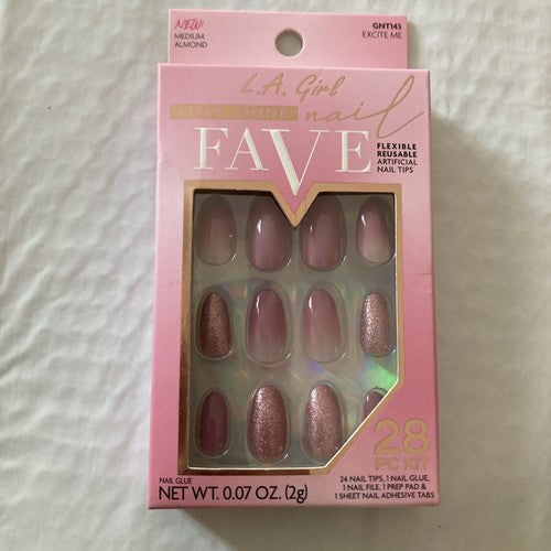 L.A. Girl Luxe Shine Nail Fave Artificial Nail Tips Excite Me GNT143 Press/glue
