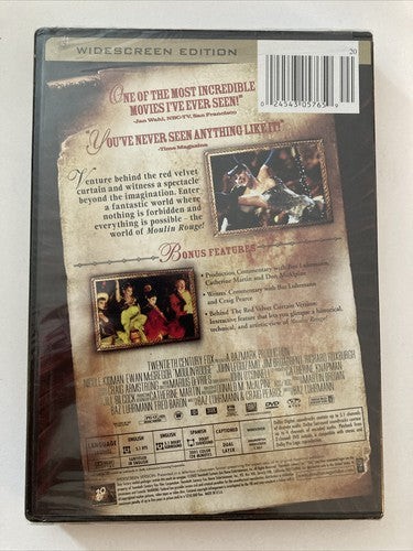 BRAND NEW ~ Moulin Rouge DVD 2009 Widescreen Nicole Kidman Burlesque Movie
