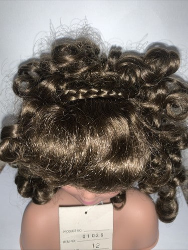 NEW Dollspart Doll Wig Braid Curly Size 12 Light Brown Bangs Ringlets 01026