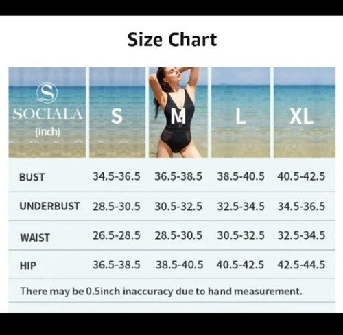 Women Swimsuit SOCIALA MEDIUM Crochet 1-Piece V Neck High Waist Black Low cut