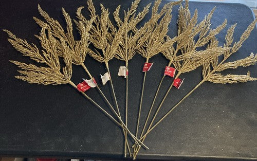 8 Bunches Bloom Room Holiday Stems Gold Faux Plant Sparkle Gold 31â Winter NEW