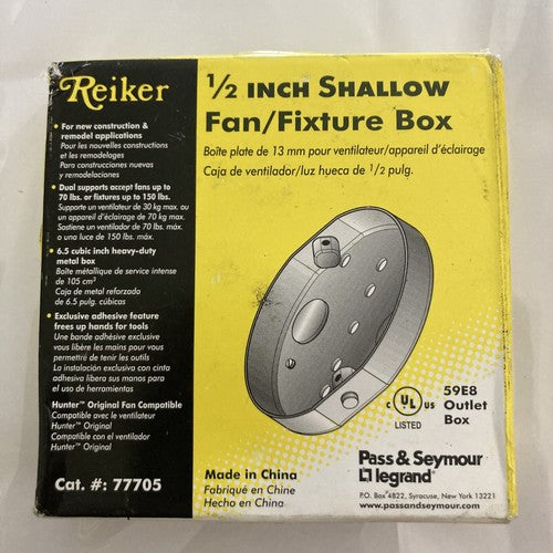 NEW LEGRAND REIKER 1/2" SHALLOW FAN & FIXTURE Mounting BOX-77705 Ceiling Tools