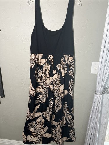 SHEIN Curve Women's 3X Wide Leg Jumpsuit Black/Brown Leaves Leaf Print Plus Size