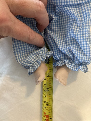 Ashton Drake 14â Porcelain doll 1992 glass eyes Vintage Blue Outfit Blonde Baby