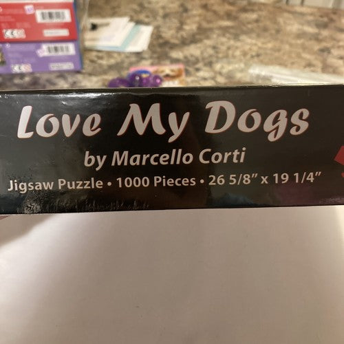 NEW Vermont Christmas Co. Love My Dogs 1000 Piece Jigsaw Puzzle Dog Puppy Cute