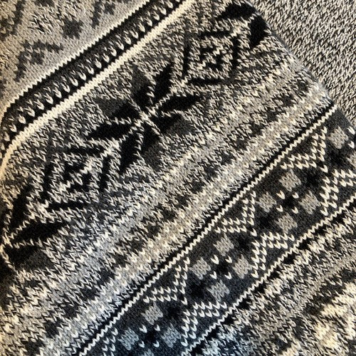 Weatherproof Vintage Men's Crew Neck Fair Isle Newsprint XXL Grey Gray Sweater