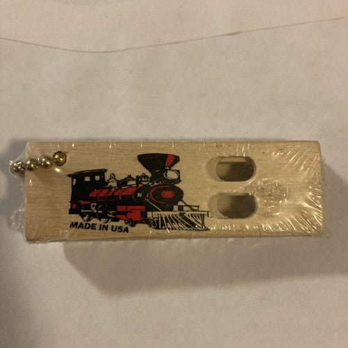 NEW Wood Wooden Train Railroad Whistle Souvenir Keychain Key Ring #37727