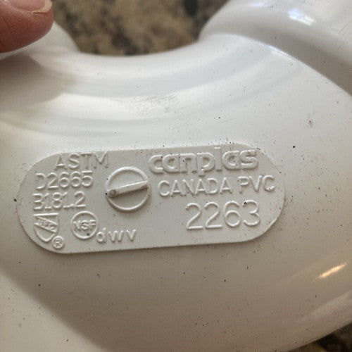 Canplas 192263 PVC DWV 3 Double Bend Y 2263 White Pipe Tube Connect 3â