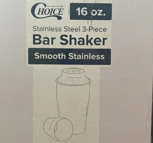 QTY - 1 Choice 16 oz. Stainless Steel 3-Piece Cobbler Cocktail Shaker Martini