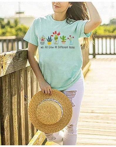 NEW MEDIUM Teacher Shirt We All Grow at Different Rates Shirt T-Shirt Gift SZ M