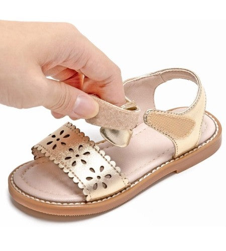 NWT Size 6 Girls Gold Toddler 6M Sandals Shoes   Flower Girl Wedding Sparkle Kid