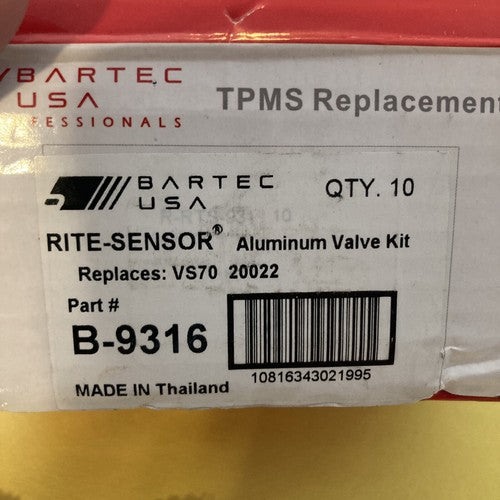 10 Pack Bartec USA B-9316 TPSM Service Kit Conti TG1C Kit & Valve Stem Gray Seal
