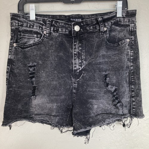 Elite jeans black jean shorts distressed sz 15 33â Womanâs Juniors Cut Off Fray