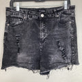 Elite jeans black jean shorts distressed sz 15 33â Womanâs Juniors Cut Off Fray