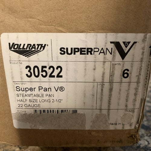 NEW Vollrath 30522 Super Pan V Steam Table half Size Long 2-1/2â 22 Gauge