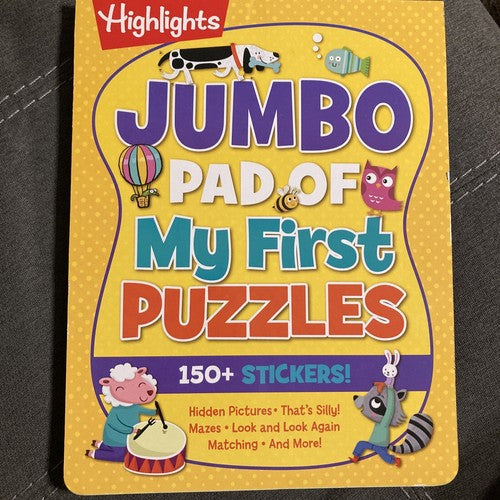 NEW Highlights Jumbo BOOK Pad of My First Puzzles 150+ Stickers Hidden Pictures