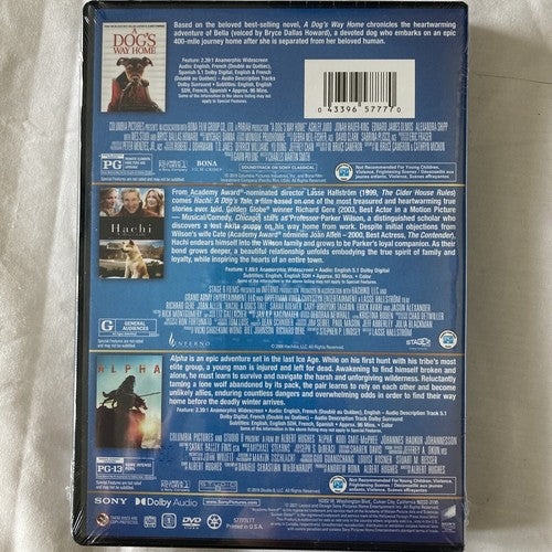 BRAND NEW Alpha / A Dog's Way Home / Hachi: A Dog's Tale (DVD) 3 Movies Pets Dog