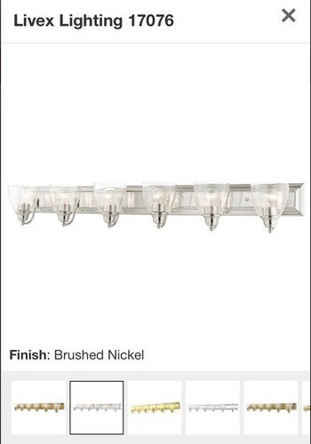 48â Livex Lighting 6 Light Steel Vanity Sconce Brushed Nickel Finish 17076-91