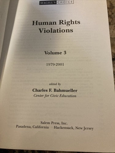 BOOK: Human Rights Violations Volume 3 1979-2001 Atrocities Against Congress