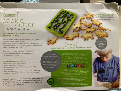 Silicandy Cookie Cutter 8x11 Multi Animal Jungle green 11 in 1 Baking BPA free