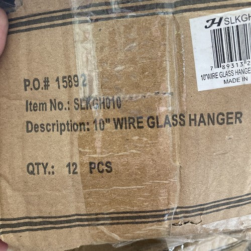 QTY: 12  10â Wire Glass Hanger Holder Hanging Rack Shelf Brass Plated NEW